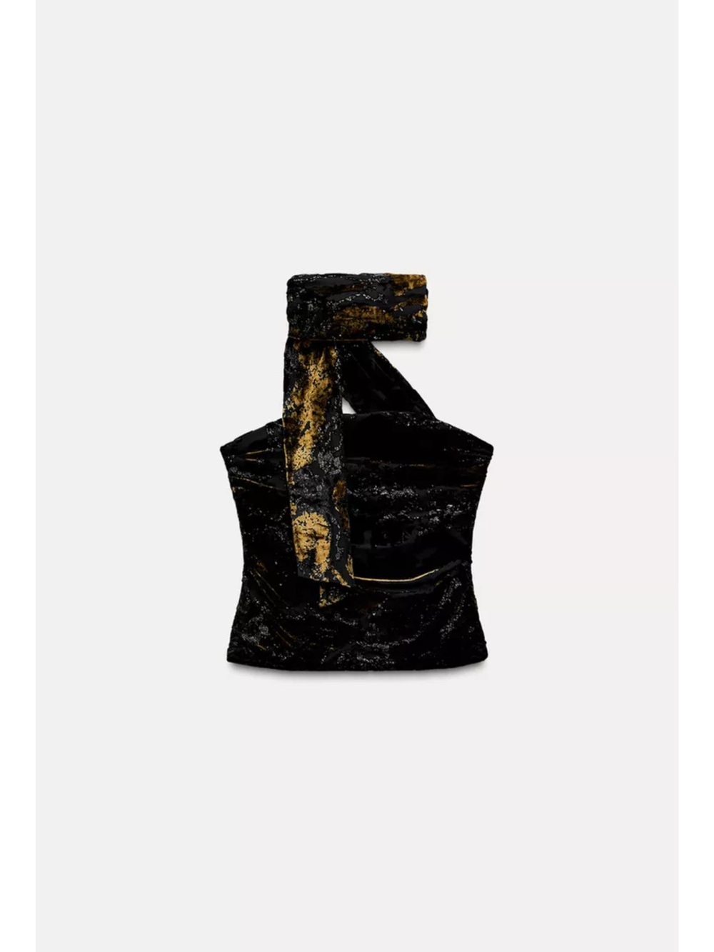 Zara Velvet Neck Scarf Top Size Small
